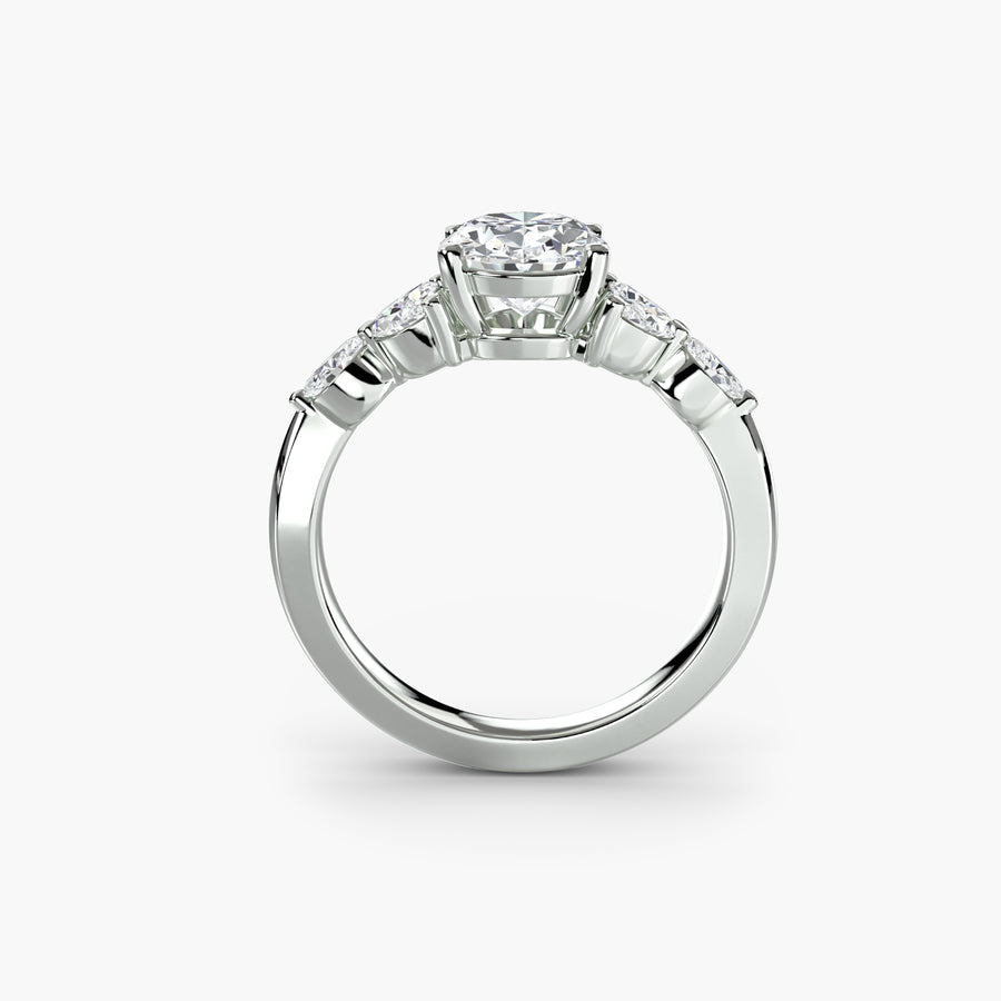 The Shoulder Cluster Ring — diamond engagement ring, GIA- or IGI-certified