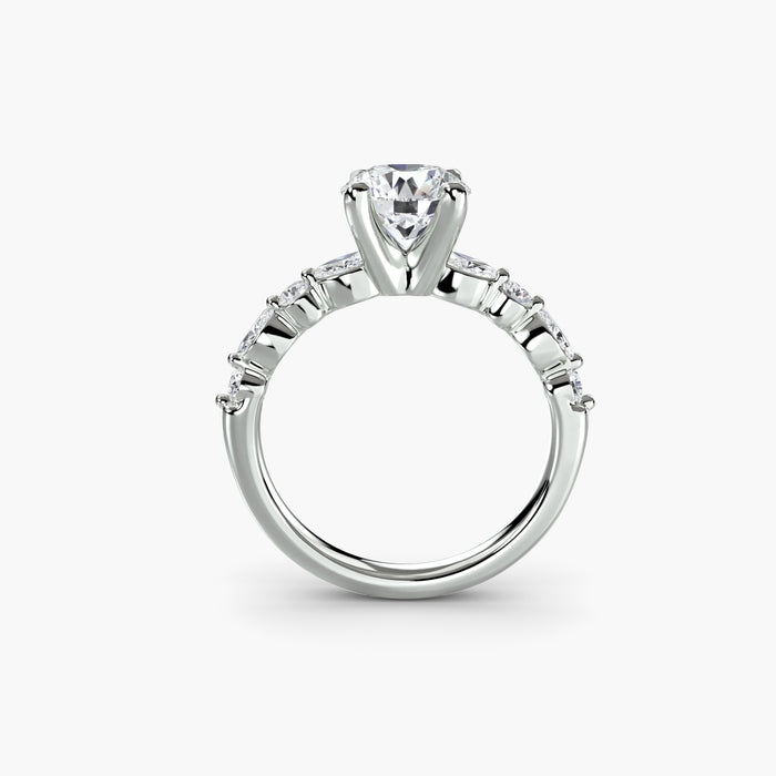 Solitaire with Shared-Prong Eternity Pavé — diamond engagement ring