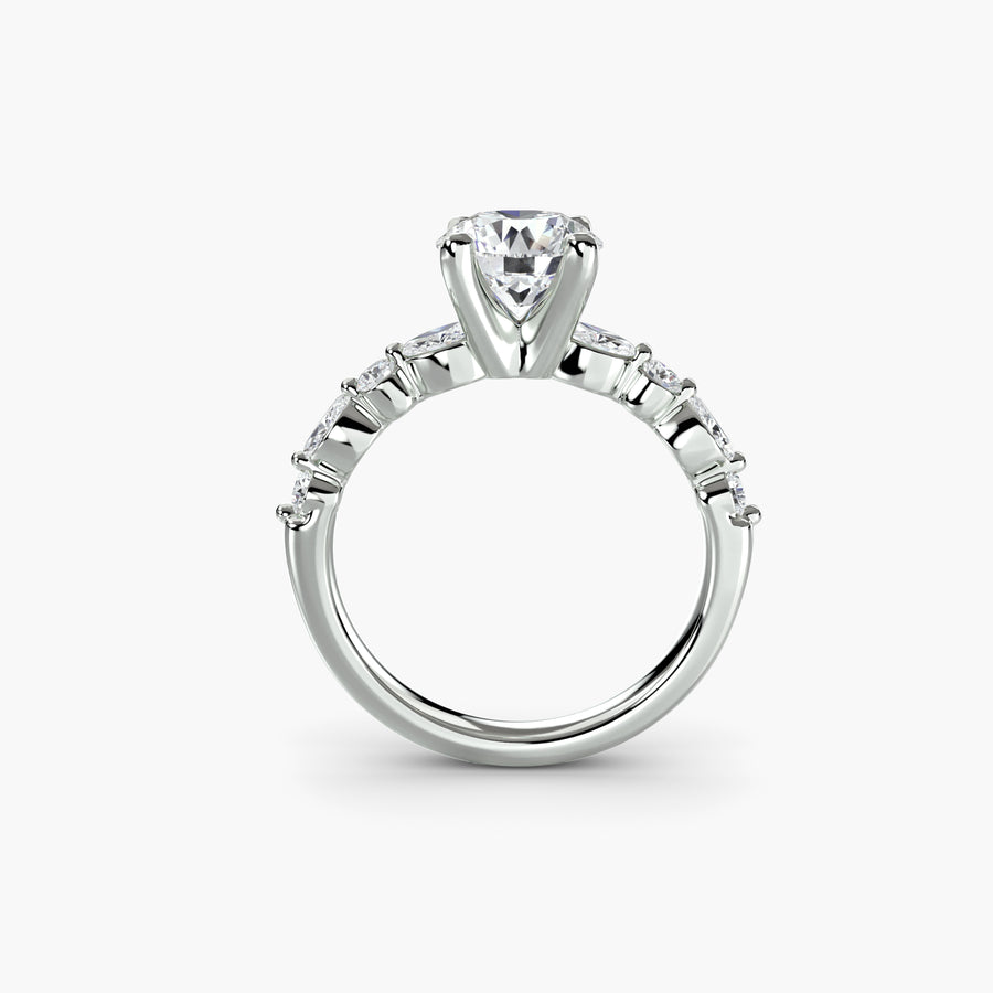 Solitaire with Shared-Prong Eternity Pavé — diamond engagement ring, GIA- or IGI-certified